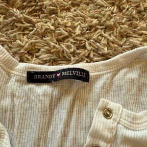 Brandy Melville Cream Ribbed Button Top